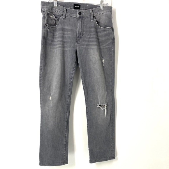 HUDSON Slim Straight Jeans Men’s Size 32 Gray Distressed Inseam 27 - Picture 1 of 6